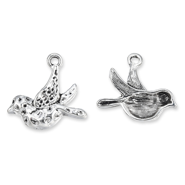 

PandaHall Tibetan Style Alloy Pendants, Cadmium Free & Lead Free, Bird, Antique Silver, 21x22.5x4.5mm, Hole: 1.6mm, about 400pcs/1000g Alloy...