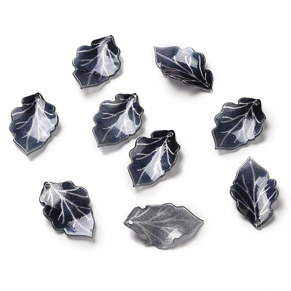 

PandaHall Acrylic Pendants, Leaf, Midnight Blue, 25~26x15~16x3~4mm, Hole: 1~1.4mm Acrylic Leaf