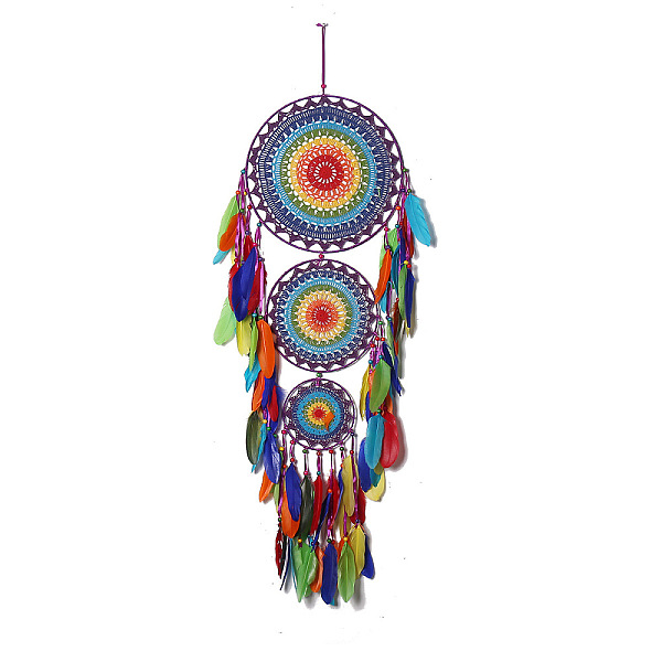 Indian Style Iron Woven Web/Net with Feather Pendant Decorations