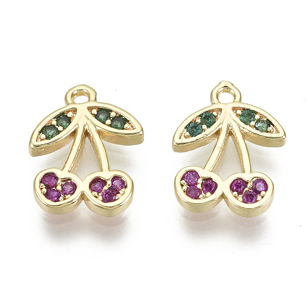 

PandaHall Brass Micro Pave Cubic Zirconia Charms, Nickel Free, Cherry, Colorful, Real 18K Gold Plated, 11.5x9x1.5mm, Hole: 1mm Brass+Cubic...
