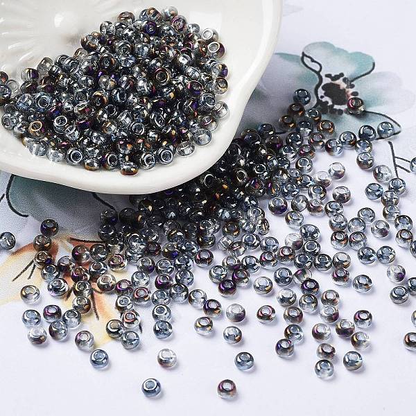 

PandaHall Iris Glass Seed Beads, Half Plated, Two Tone, Round, Colorful, 8/0, 3x2mm, Hole: 1mm Glass