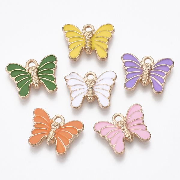 

PandaHall Alloy Enamel Pendants, Butterfly, Light Gold, Mixed Color, 12.5x16x2.5mm, Hole: 1.8mm Alloy+Enamel Butterfly Multicolor