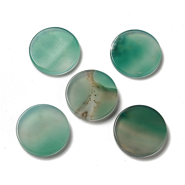 

PandaHall Natural Green Onyx Agate Cabochons, Dyed & Heated, Flat Round, 30x4~5.5mm Green Onyx Agate Flat Round