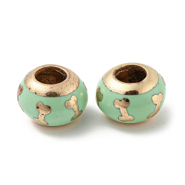 

PandaHall Golden Tone Alloy Enamel European Beads, Large Hole Beads, Rondelle with Bone, Aquamarine, 12x8.5mm, Hole: 5mm Alloy+Enamel..., Green