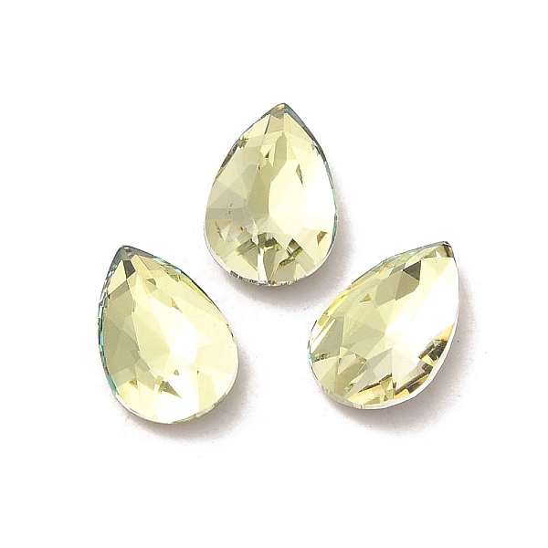 

PandaHall Glass Rhinestone Cabochons, Point Back & Back Plated, Faceted, Teardrop, Jonquil, 10x6.4x3mm Glass Rhinestone Teardrop Yellow