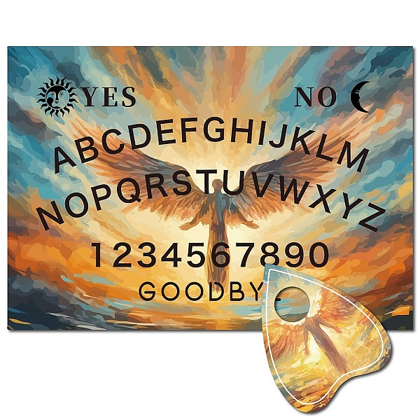 

PandaHall Printed Wood Pendulum Dowsing Divination Board Set, Rectangle Talking Board, with Planchette Accessories, Angel & Fairy..., Black