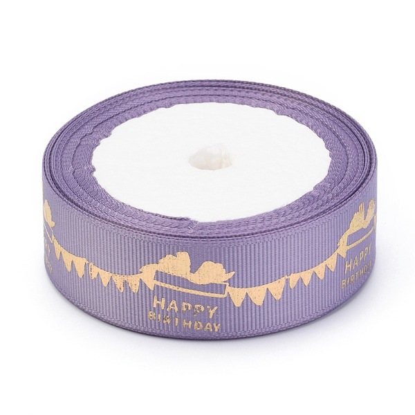 

PandaHall Polyester Grosgrain Ribbons, with Gold Stamping, Happy Birthday Ribbon, for Gifts Wrapping Party , Thistle, 1 inch(25mm)..., Purple