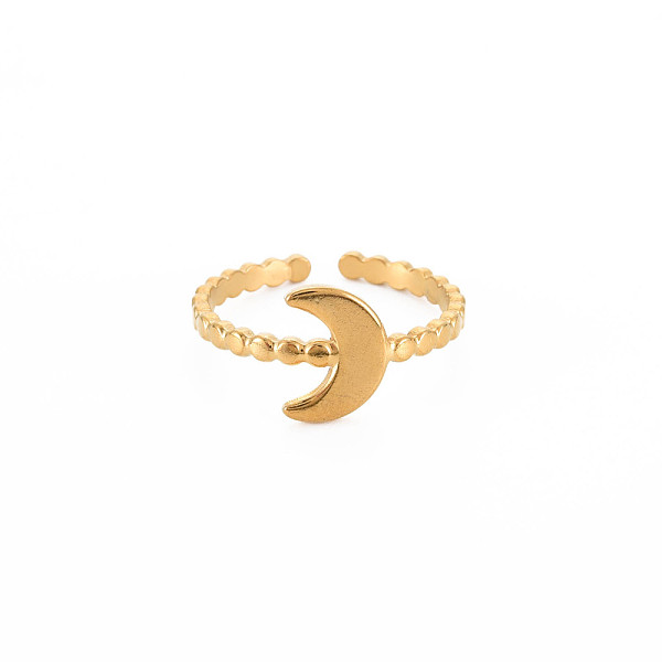 

PandaHall Ion Plating(IP) 304 Stainless Steel Moon Open Cuff Ring for Women, Nickel Free, Real 18K Gold Plated, US Size 7(17.3mm) 304...