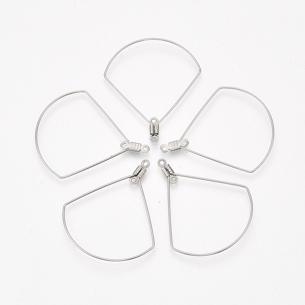 

PandaHall 304 Stainless Steel Wire Pendants, Hoop Earring Findings, Fan, Stainless Steel Color, 21 Gauge, 40x32.5x0.7mm, Hole: 1.2mm 304...
