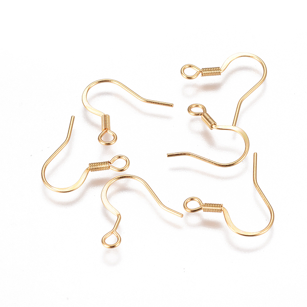 

PandaHall 304 Stainless Steel French Earring Hooks, Flat Earring Hooks, with Horizontal Loop, Golden, 17x18.5x1.5mm, Hole: 2mm, 22 Gauge...