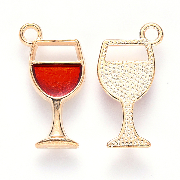 

PandaHall Alloy Enamel Pendants, Goblet, Light Gold, Red, 19x10x2mm, Hole: 1.8mm Alloy+Enamel Tableware Red