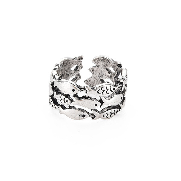 

PandaHall Men's Alloy Cuff Finger Rings, Open Rings, Cadmium Free & Lead Free, Fish, Antique Silver, US Size 5 1/4(15.9mm) Alloy