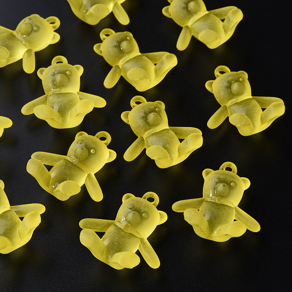 

PandaHall Frosted Acrylic Pendants, Bear, Yellow, 38.5x34x15mm, Hole: 2.5mm, about 94pcs/500g Acrylic Bear Yellow