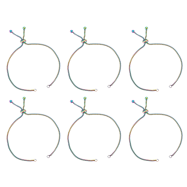 PandaHall Unicraftale Stainless Steel Slider Bracelet/Bolo Bracelet Making, with Cable Chains and Slider Beads, Rainbow Color, 9 inch(23cm)...