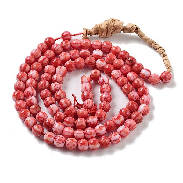 

PandaHall Handmade Nepalese Lampwork Beads, Round, Red, 7x6.5mm, Hole: 1.5mm, about 103pcs/strand, 25.71''(65.3cm) Lampwork Round Red
