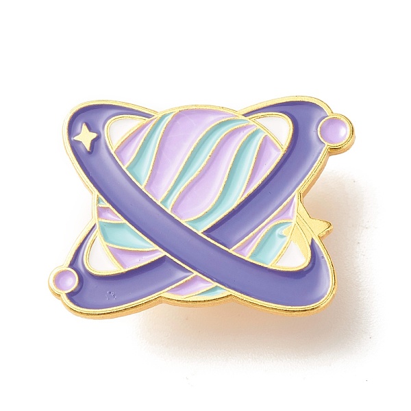 

PandaHall Planet with Star Enamel Pin, Cool Creative Iron Enamel Brooch for Backpack Clothes, Golden, Medium Purple, 21x27x9.5mm Iron