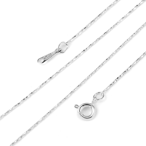 

PandaHall Brass Chain Necklaces, Thin Chain, Silver Color Plated, 0.5mm wide, 16.5 inch Brass
