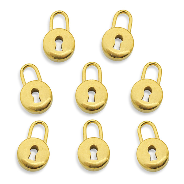 

PandaHall Vacuum Plating 201 Stainless Steel Pendants, Lock, Golden, 19x12x5mm, Hole: 4x5.5mm 201 Stainless Steel Lock