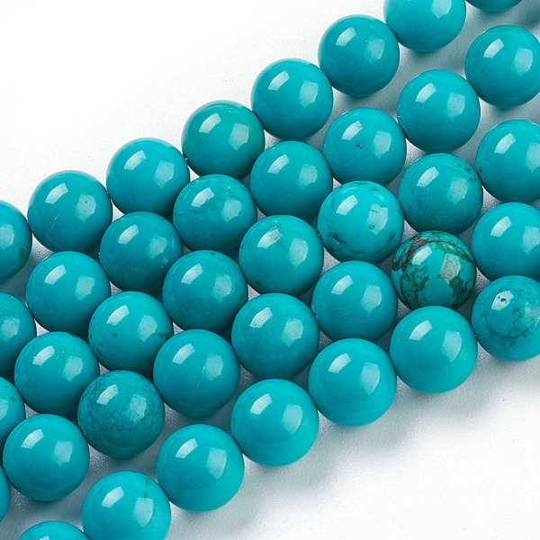

PandaHall Natural Howlite Beads Strands, Dyed, Turquoise, Round, Turquoise, 8mm, Hole: 1mm Howlite Round Green
