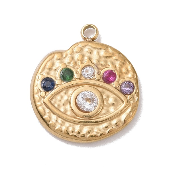 

PandaHall 304 Stainless Steel Evil Eye Pendants, with Colorful Rhinestone and 201 Stainless Steel Snap on Bails, Golden, Acalanatha..., Multicolor