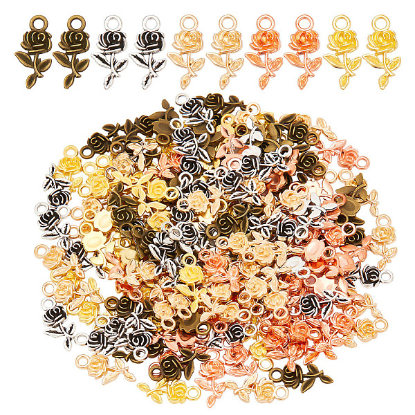 

PandaHall ARRICRAFT 150Pcs 5 Colors Tibetan Style Alloy Pendants, Rose Flower, Mixed Color, 21x10.5x2.5mm, Hole: 2.5mm, 30pcs/color Alloy...
