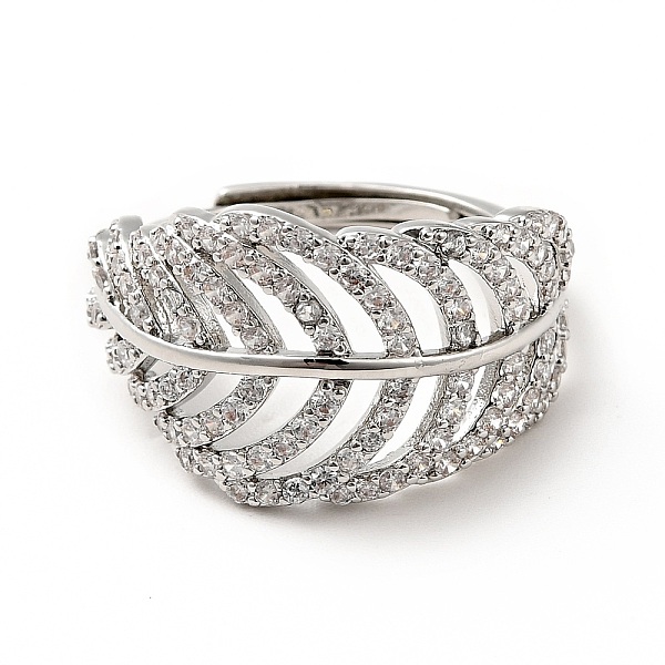 

PandaHall Clear Cubic Zirconia Leaf Adjustable Ring, Brass Jewelry for Women, Real Platinum Plated, US Size 6(16.5mm) Brass+Cubic Zirconia...