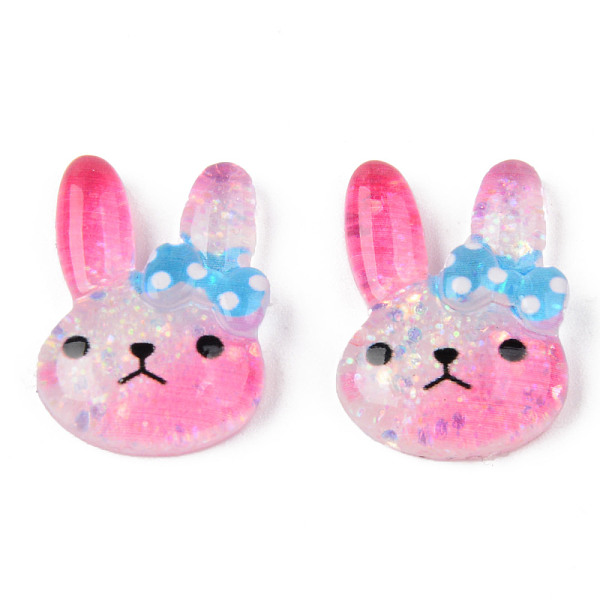 

PandaHall Resin Cabochons, with Glitter Sequins, Rabbit, Deep Pink, 22x17x6mm Resin Rabbit