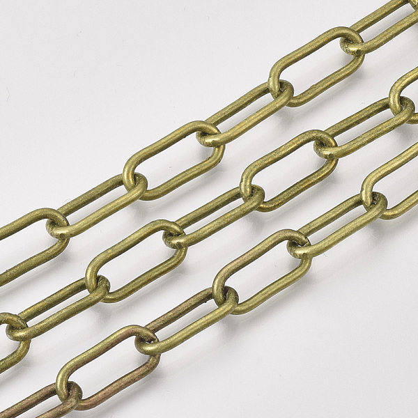 

PandaHall Unwelded Iron Paperclip Chains, Drawn Elongated Cable Chains, with Spool, Antique Bronze, 16x7x1.6mm, about 82.02 Feet(25m)/roll...
