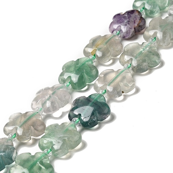 

PandaHall Natural Fluorite Beads Strands, 5-Petal Flower, 15x15x6mm, Hole: 1.2mm, about 27pcs/strand, 17.32 inch(44cm) Fluorite Flower