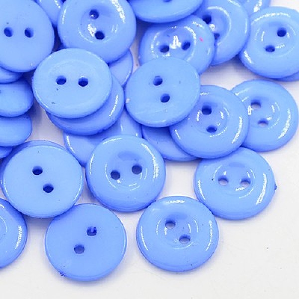 

PandaHall Acrylic Sewing Buttons for Costume Design, Plastic Shirt Buttons, 2-Hole, Dyed, Flat Round, Cornflower Blue, 15x2mm, Hole: 1mm...