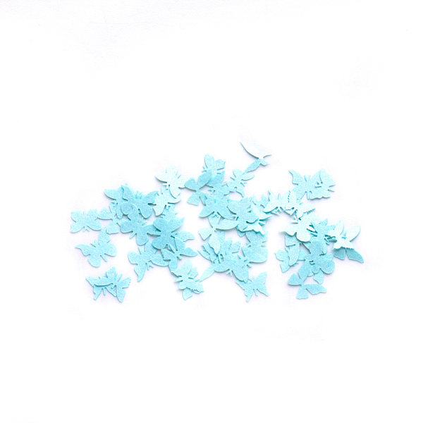 

PandaHall Paper Cabochons, Nail Art Decorations, Lifelike Butterfly, Sky Blue, 3~5x4~7x0.1mm Paper Butterfly Blue