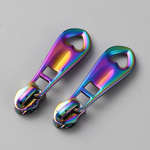 

PandaHall Hollow Heart Zinc Alloy Zipper Head Replacement, Zipper Pull Tabs Slider, for DIY Suitcase, Bag, Garment, Rainbow Color, 4.4cm...