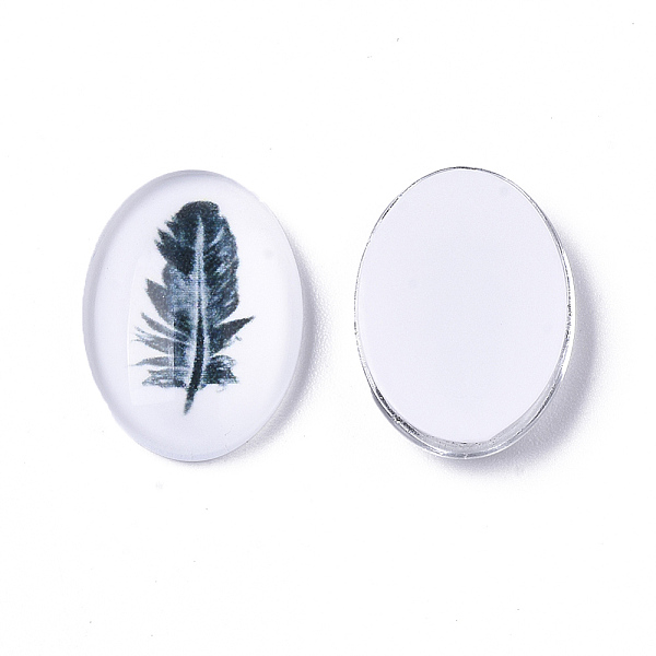 

PandaHall Tempered Glass Cabochons, Oval, White, Size: about 18mm long, 13mm wide, 6mm thick Glass Feather White