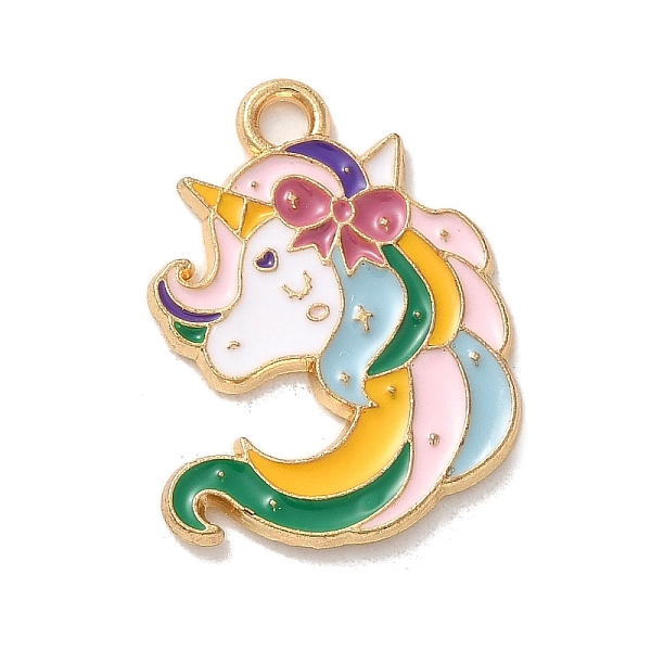 

PandaHall Alloy Enamel Pendants, Unicorn Charm, Golden, Colorful, 23x19x1.5mm, Hole: 1.8mm Alloy+Enamel Unicorn