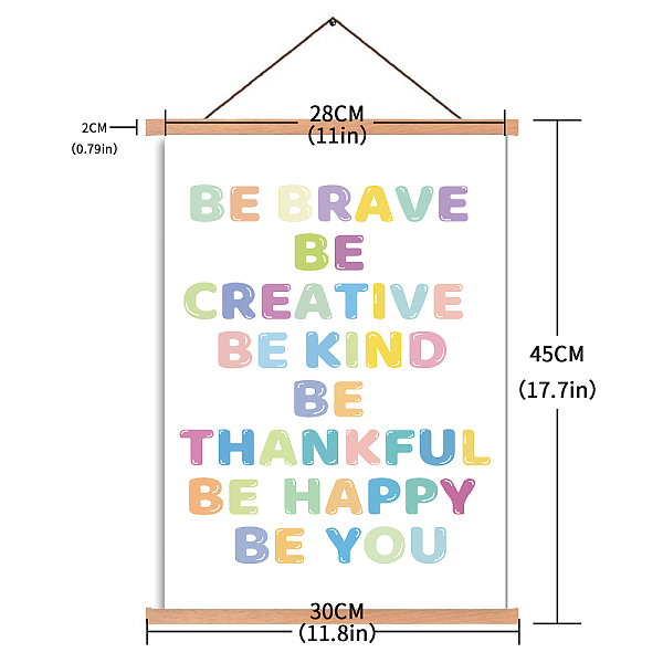 

PandaHall Cotton & Linen Hanging Painting, with Word Pattern, Decoration Accessories, Rectangle, Colorful, 440x280mm Cotton Rectangle