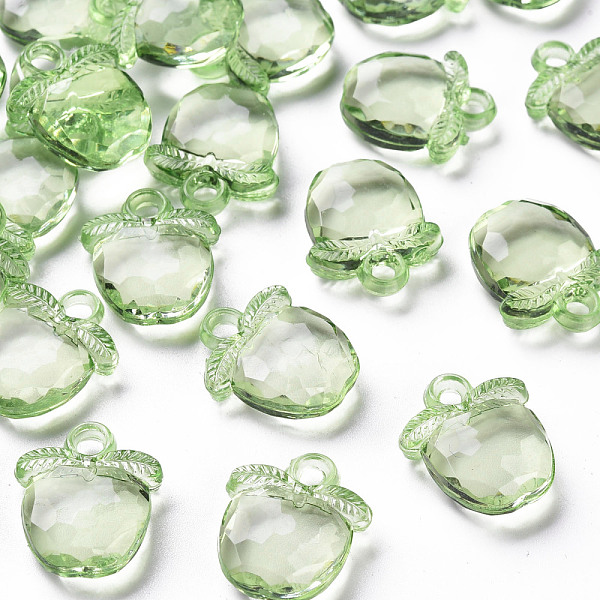 

PandaHall Transparent Acrylic Pendants, Faceted, Apple, Lime Green, 20x17x5~6mm, Hole: 3mm, about 480pcs/500g Acrylic Fruit