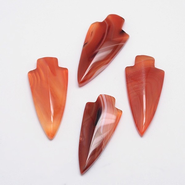 PandaHall Arrowhead Natural Agate Cabochons, Dyed, Chocolate, 42~47x21~22x5~6mm Natural Agate Arrow Brown