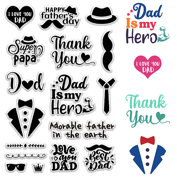 

PandaHall CRASPIRE Father's Day Clear Rubber Stamp Thank You Dad Love Papa Vintage Transparent Silicone Seals Stamp Retro for Journaling...