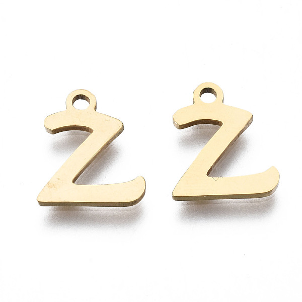 

PandaHall 201 Stainless Steel Charms, Laser Cut, Alphabet, Golden, Letter.Z, 12x10x1mm, Hole: 1.4mm Stainless Steel Letter Z