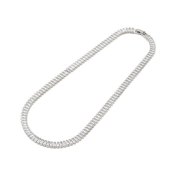 

PandaHall Cubic Zirconia Classic Tennis Necklace for Girl Women Gift, Chain Necklaces with Rack Plating Brass Fold Over Clasps, Lead Free &..., Clear