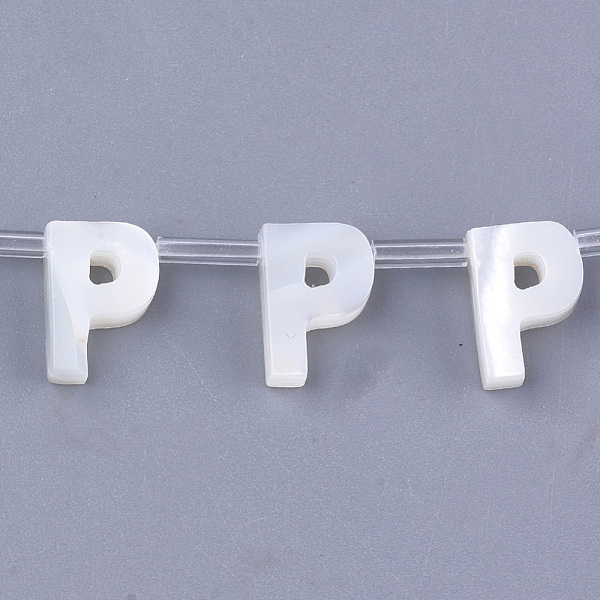 

PandaHall Sea Shell Beads, Top Drilled Beads, Letter, Letter.P, 10x7x3mm, Hole: 0.8mm Other Sea Shell Letter