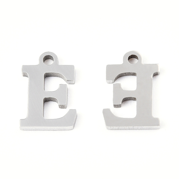 

PandaHall 201 Stainless Steel Charms, Alphabet, Letter.E, 9x6x1mm, Hole: 1mm 201 Stainless Steel Letter E