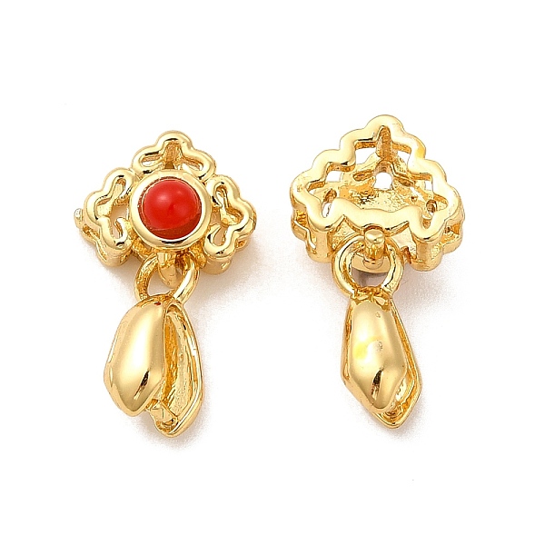 

PandaHall Rack Plating Brass with Resin Ice Pick Pinch Bails, Cadmium Free & Lead Free, Golden, Flower, Red, 15.5mm Brass Red