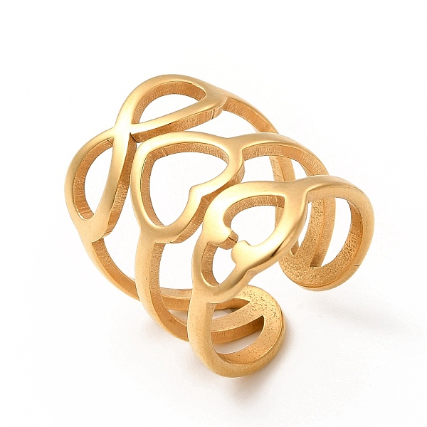 

PandaHall Ion Plating(IP) 304 Stainless Steel Hollow Finger Rings, Heart & Infinity Wide Band Rings for Women, Real 18K Gold Plated, US Size...