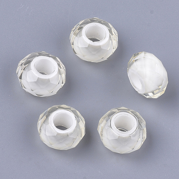 

PandaHall Resin Beads, Large Hole Beads, Faceted, Rondelle, Creamy White, 13~13.5x7.5~8mm, Hole: 5.5mm Resin Rondelle
