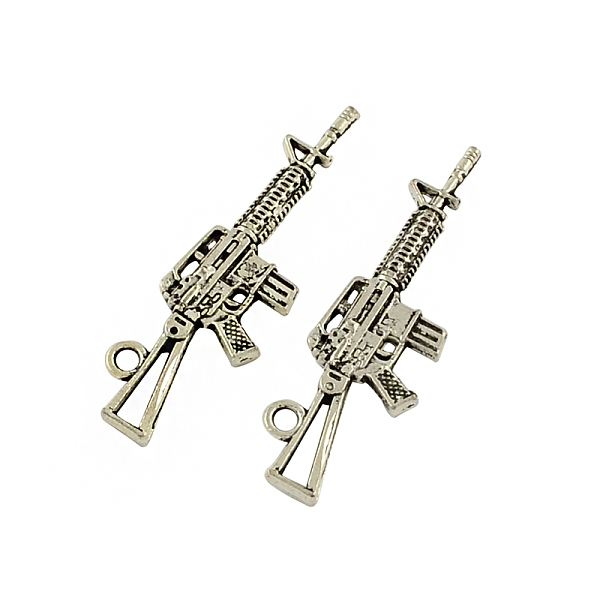 

PandaHall Tibetan Style Alloy Rifle/Gun Pendants, Cadmium Free & Lead Free, Antique Silver, 45x13x3mm, Hole: 2.5mm, about 200pcs/500g Alloy...