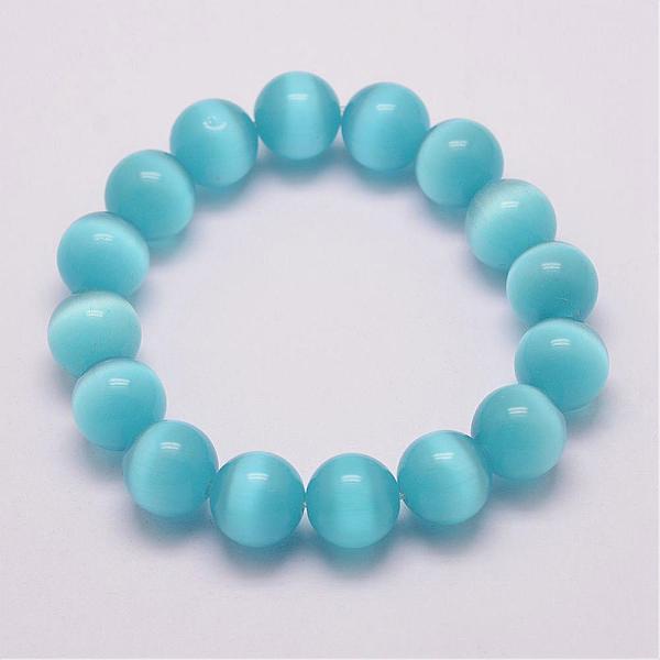 

PandaHall Cat Eye Beads Stretch Bracelets, Round, Sky Blue, 1-7/8 inch(49mm) Cat Eye Blue