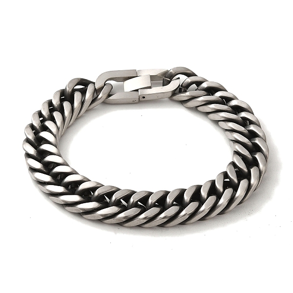 

PandaHall 304 Stainless Steel Cuban Link Chain Bracelets for Women Men, Antique Silver, 8-7/8 inch(22.5cm), Link: 14x19x2mm 304 Stainless...