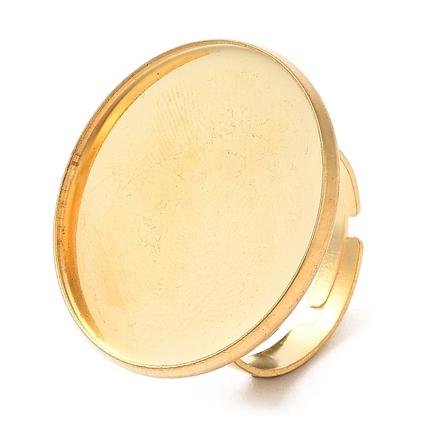 

PandaHall 304 Stainless Steel Adjustable Ring Findings, Bezel Cup Ring Settings, Flat Round, Real 18K Gold Plated, Inner Diameter: 18mm...