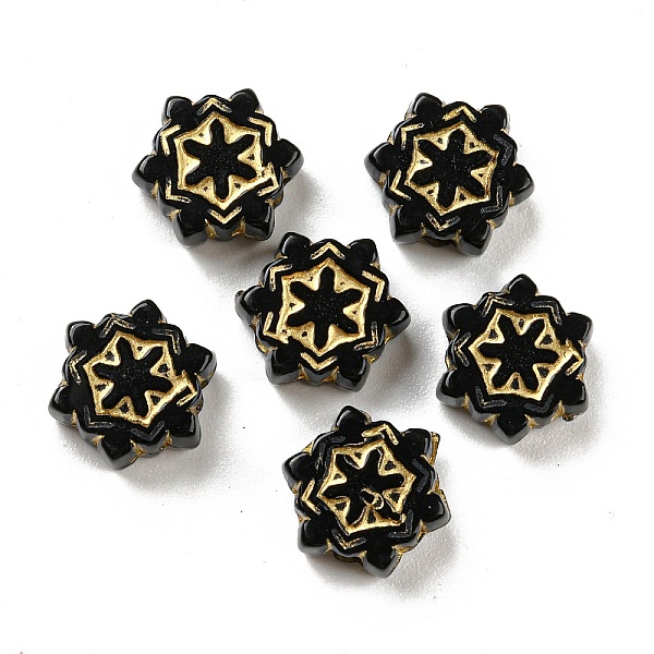 

PandaHall Plating Opaque Acrylic Beads, Golden Metal Enlaced, Snowflake, Black, 9.5x8.5x4mm, Hole: 2mm, 2080pcs/500g Acrylic Snowflake Black
